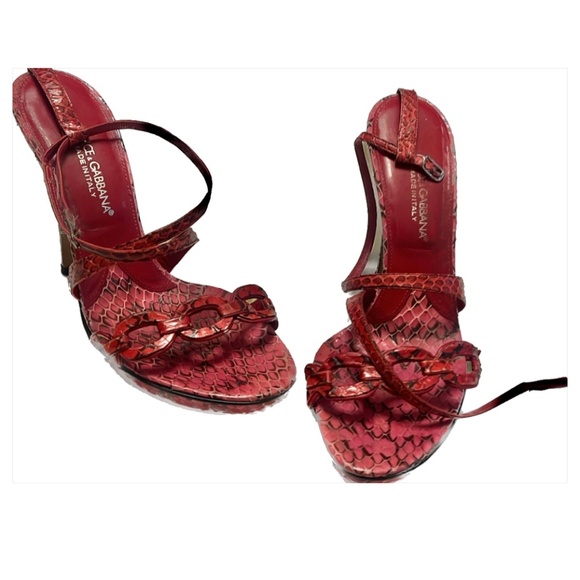 Dolce & Gabbana Red Python Heels SZ 37 - Picture 1 of 3